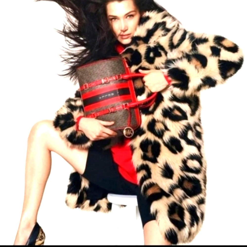 Michael Kors Mega Cat Faux Fur Jacket  Coat sz XS